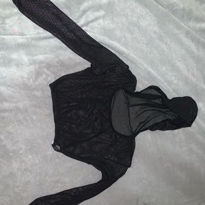 Black mesh crop long sleeve